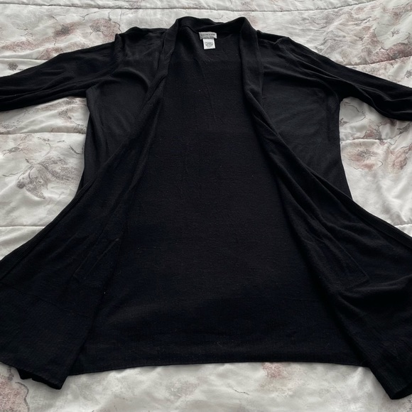 Chico’s black bamboo rayon open front cardigan with pockets, size 1 or M preppy - Picture 8 of 14